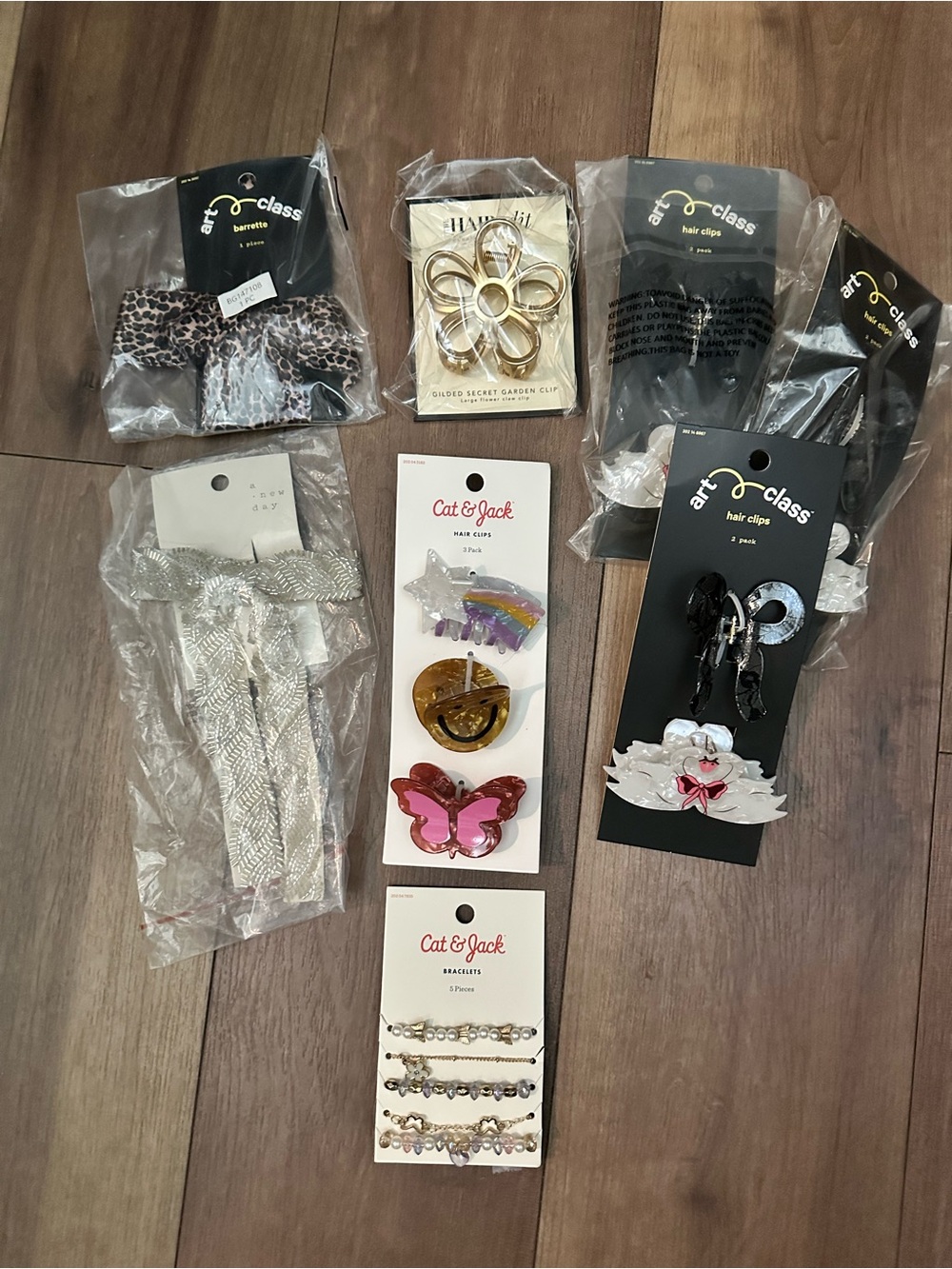 Cat & Jack Girls' Pink Butterfly Hair Clips and Assorted Kids Hair Accessories